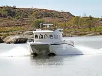 High speed catamaran for fishing/diving workboat.